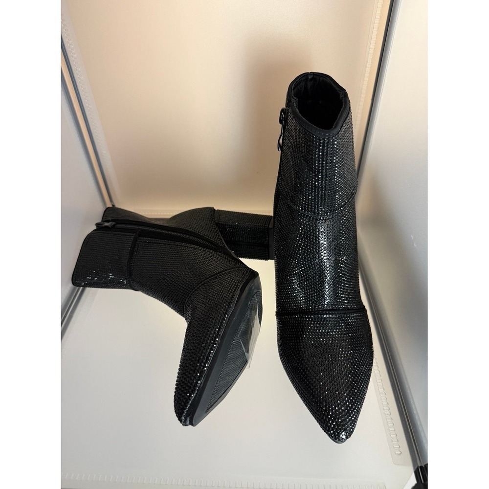 Forever Link Women's Rhinestone Embellished Pointed Toe Ankle Bootie Size 7.5 - Picture 7 of 8